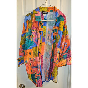 NWOT Dilemma Size 1X 100% Cotton - Pop Art Pattern in Bright Colors (Picasso)